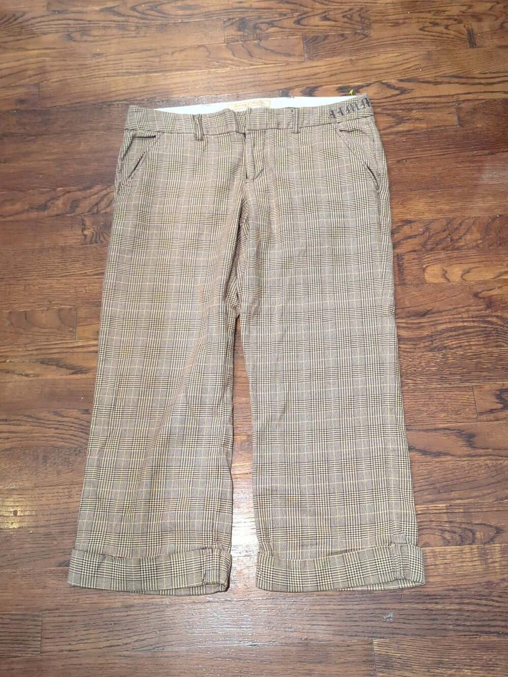 Jimmy'z Surf Co. Women's Brown Plaid Cuffed Wide Leg Pants Size 7/8